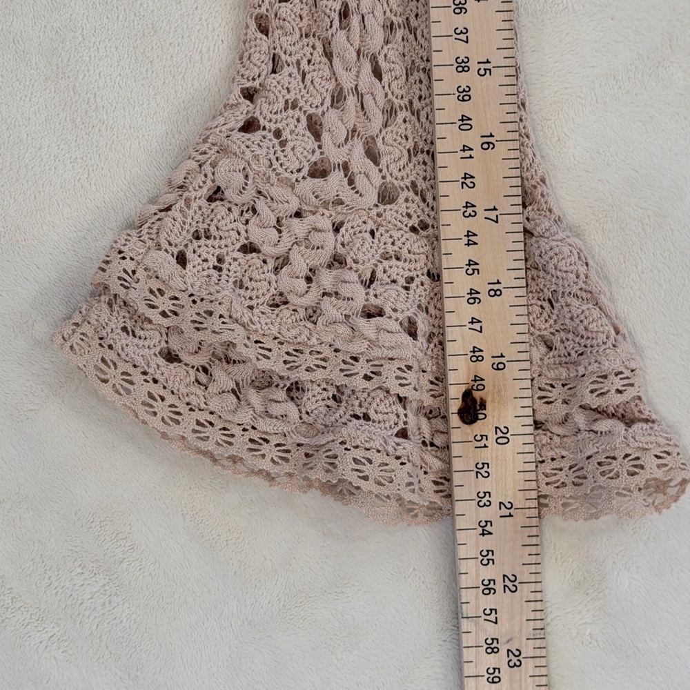 Free People Cream Crochet Lace Boho Scoop Back Long Sleeve Top – Size Small - Picture 11 of 11
